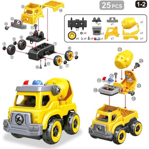 4-in-1 Take Apart Car Toys for Boys DIY Engineering Construction Truck Toy - Picture 4 of 8